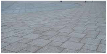 ホタテ貝殻混入舗装材料:保水性インターロッキングブロック